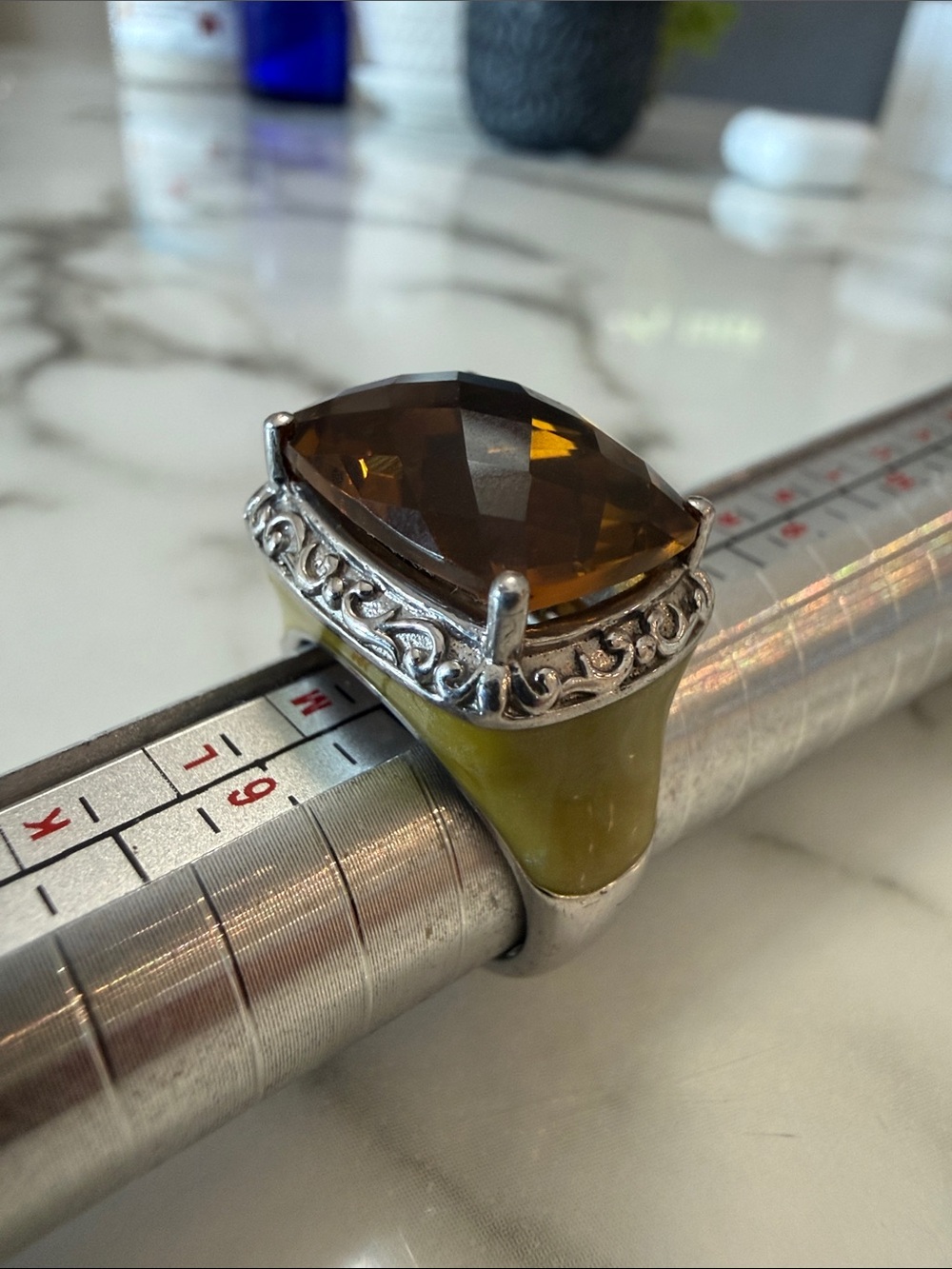 Sterling silver women’s ring with citrine, size 7